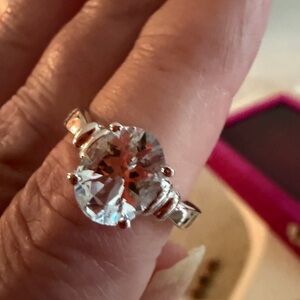 Elegant 14kt white gold over Sterling Silver aquarium Ring